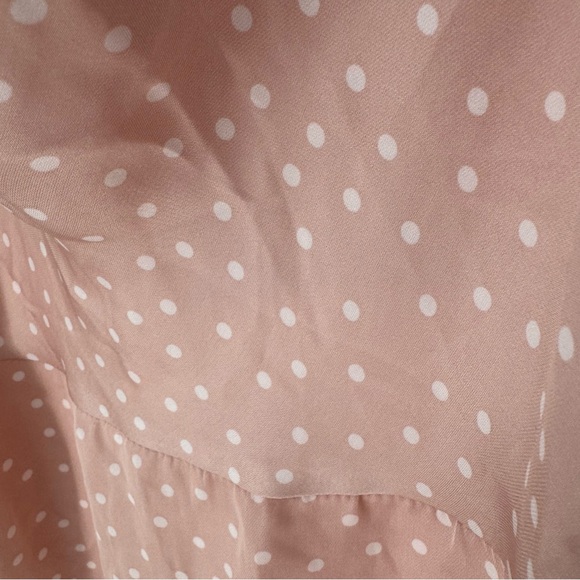 Lulu's Blush Pink whimsy romantic Polka Dot Cowl Slip Mini Dress small - Picture 4 of 9